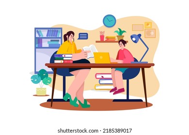 Tutor-Illustrationskonzept auf weißem Hintergrund