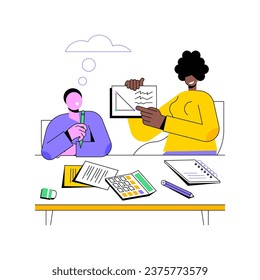 Tutor isolated cartoon vector illustrations. Smiling woman works as a private tutor, teacher helping a kid with homework, homeschooling idea, small business, freelance job vector cartoon.