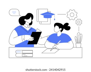 Tutor isolated cartoon vector illustrations. Smiling woman works as a private tutor, teacher helping a kid with homework, homeschooling idea, small business, freelance job vector cartoon.