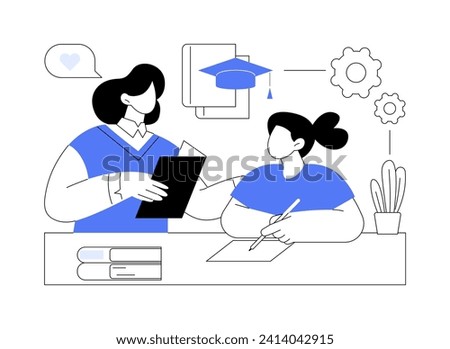 Tutor isolated cartoon vector illustrations. Smiling woman works as a private tutor, teacher helping a kid with homework, homeschooling idea, small business, freelance job vector cartoon.