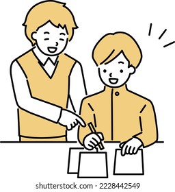 A tutor and a male student who teach study