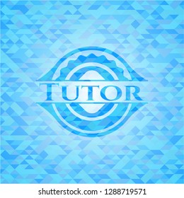 Tutor realistic light blue mosaic emblem
