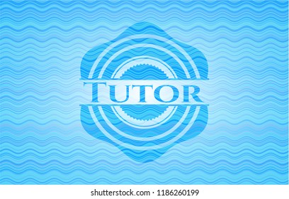 Tutor water wave representation emblem background.
