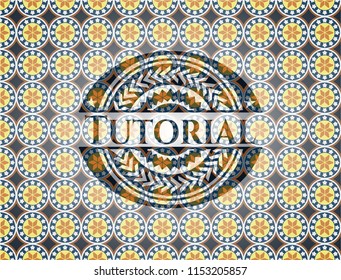Tutorial arabesque badge. arabic decoration.