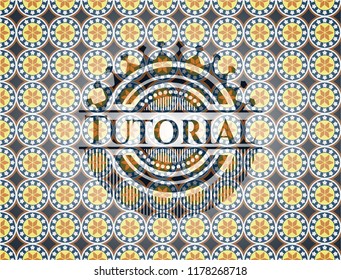 Tutorial arabesque style badge. arabic decoration.