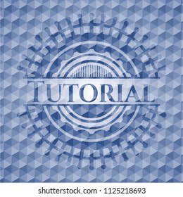 Tutorial blue polygonal emblem.