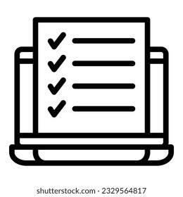 Tutorial checklist icon outline vector. Screen distance. Computer online