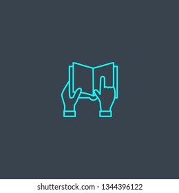 tutorial concept blue line icon. Simple thin element on dark background. tutorial concept outline symbol design. Can be used for web and mobile UI/UX