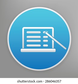 Tutorial design icon on blue button,clean vector