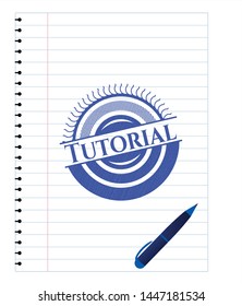 Tutorial drawn with pen strokes. Blue ink. Vector Illustration. Detailed.