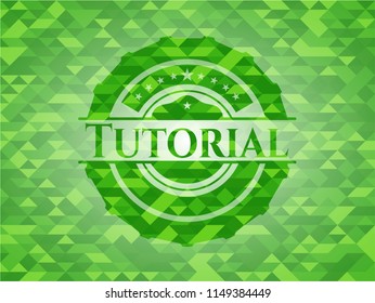 Tutorial green emblem with mosaic background