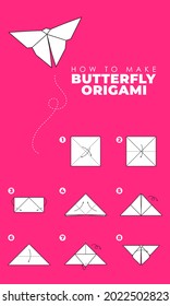 Tutorial how to make butterfly origami vector infographics