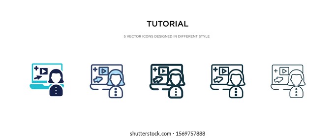 tutorial icon in different style vector illustration. two colored and black tutorial vector icons designed in filled, outline, line and stroke style can be used for web, mobile, ui