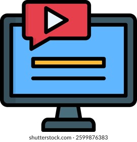 Tutorial Icon Lineal Color Vector Illustration