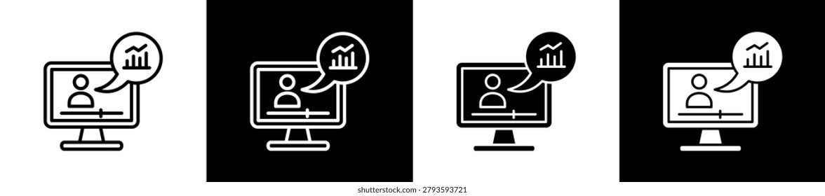 Tutorial Icon In Outline And Glyph Styles With Black And White Variations