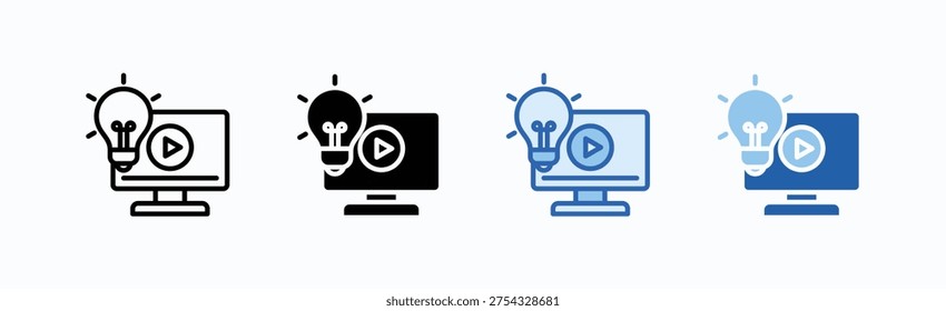 Tutorial Icon Sheet Multiple Style Collection Isolated Vector