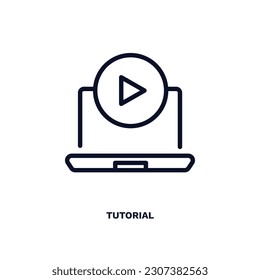 tutorial icon. Thin line tutorial icon from distance learning collection. Outline vector isolated on white background. Editable tutorial symbol can be used web and mobile