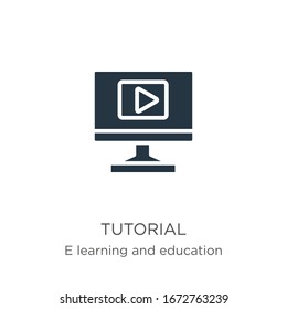 Tutorial icon vector. Trendy flat tutorial icon from e learning collection isolated on white background. Vector illustration can be used for web and mobile graphic design, logo, eps10