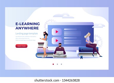 Tutorial infographic, graduation, e-learning research, university exam, college research, online courses concept. Character teaching course or seminar for students in the world. Flat isometric vector.