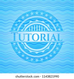 Tutorial light blue water wave emblem.