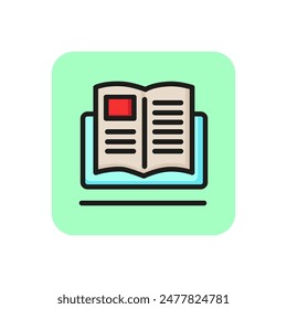 Tutorial line icon. Ebook, study guide, computer. Online education concept. Can be used for topics like distance courses, training, homework.