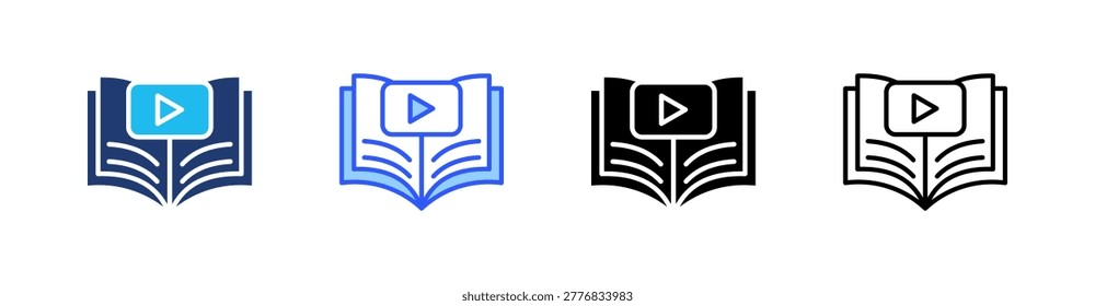 Tutorial Multiple Style Icon Set Collection Pack Web Banner Vector