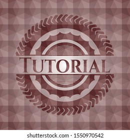 Tutorial red seamless badge with geometric background.