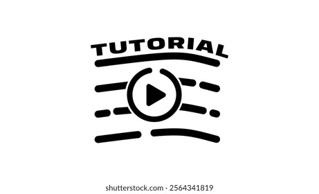 tutorial symbol, black isolated silhouette