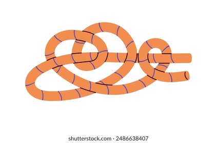 Tutorial of tying taut line hitch knot. Technique of cord bundle. Marine bond, rope node with noose, loop closeup. Braided belaying cordage. Flat isolated vector illustration on white background