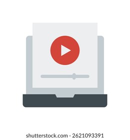 Tutorial Vector for Step-by-Step Learning and Study Help – Online class screen icon, educational video guide. Flat Icon