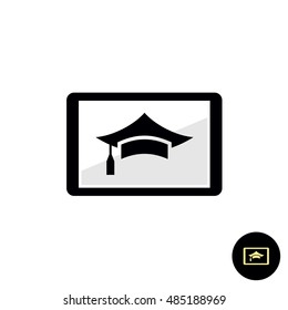 Tutorial, webinar, learning course online on a tablet pc. Internet or other interactive education concept.