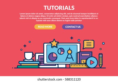 Tutorials Concept for web page. Vector illustration