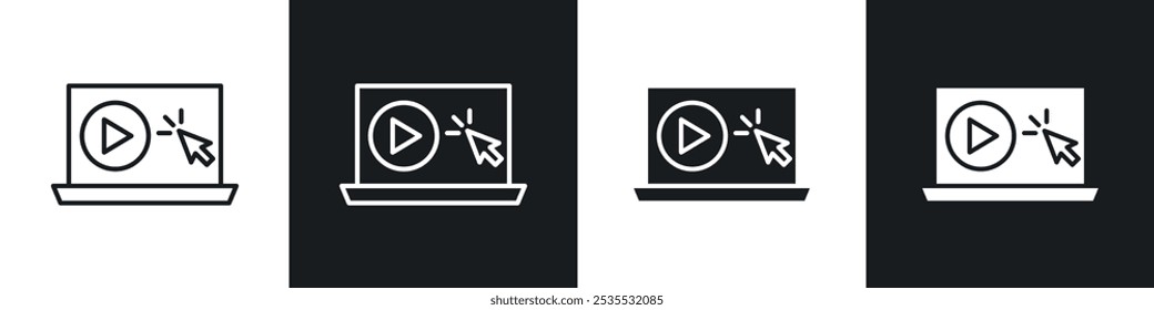 Tutorials vector icon set in black and white. EPS 10 illustration