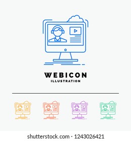 tutorials, video, media, online, education 5 Color Line Web Icon Template isolated on white. Vector illustration
