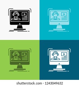 tutorials, video, media, online, education Icon Over Various Background. glyph style design, designed for web and app. Eps 10 vector illustration