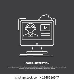 tutorials, video, media, online, education Icon. Line vector symbol for UI and UX, website or mobile application