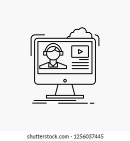 tutorials, video, media, online, education Line Icon. Vector isolated illustration