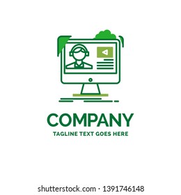 tutorials, video, media, online, education Flat Business Logo template. Creative Green Brand Name Design.