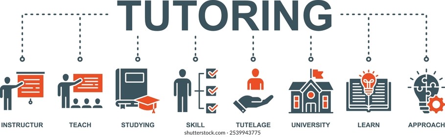 Tutoring banner web icon vector illustration concept with icon