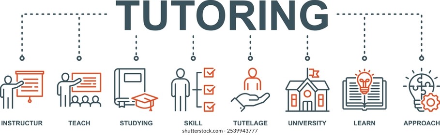 Tutoring banner web icon vector illustration concept with icon