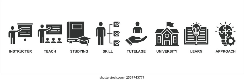 Tutoring banner web icon vector illustration concept with icon