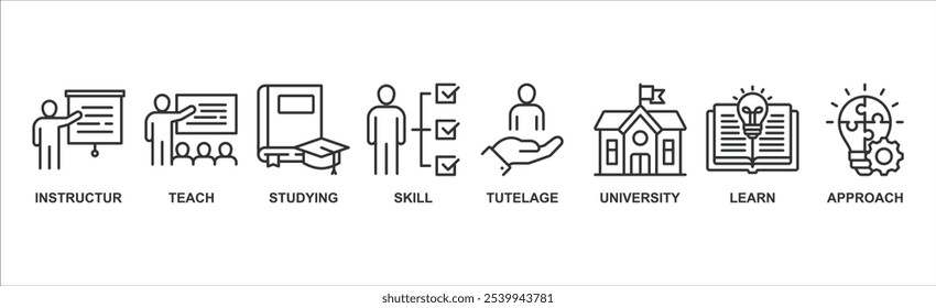 Tutoring banner web icon vector illustration concept with icon