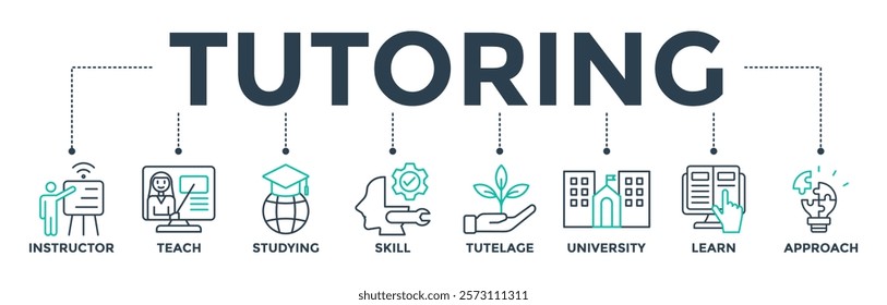 Tutoring banner web icon vector illustration concept for business and education