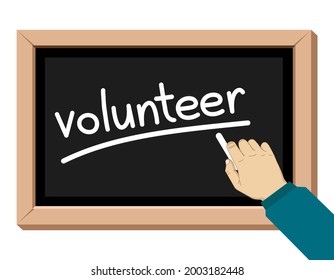 tutoring concept on blackboard, hand holding chalk, vector illustration