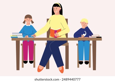 tutoring flat compositions people desks computers education process