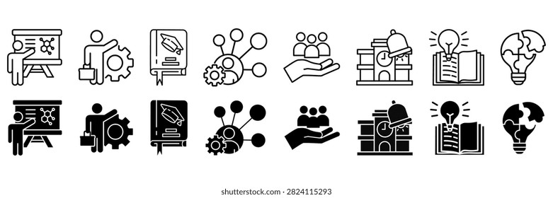 Tutoring icon set. learn and approach symbol. Vector illustration