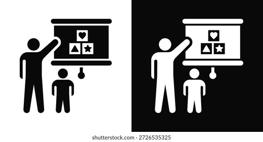 Icono de tutoría Estilo de fondo blanco y negro