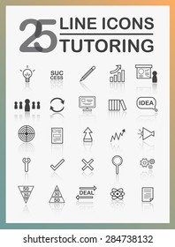 Tutoring modern line icon set. 