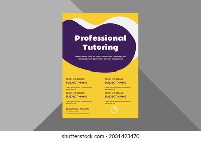 tutoring service promotion flyer design. online tutoring service poster leaflet template. a4 template, brochure design, cover, flyer, poster, print-ready
