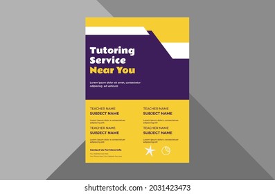 tutoring service promotion flyer design. online tutoring service poster leaflet template. a4 template, brochure design, cover, flyer, poster, print-ready
